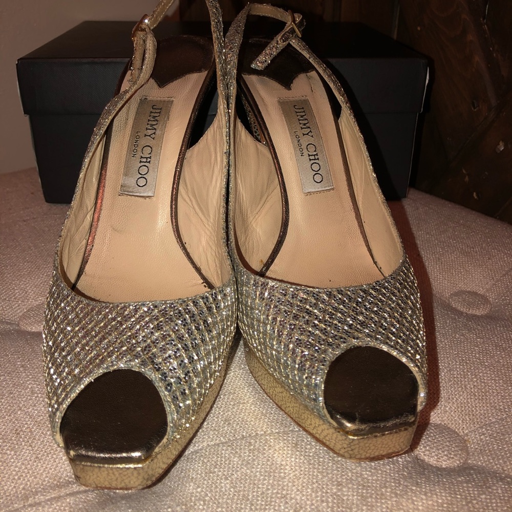 Jimmy Choo gold sling back